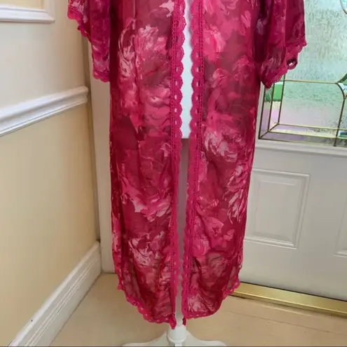 LuLaRoe  Pink Floral Sheer Duster Kimono Cardigan. Size‎ Small. In Good Condition