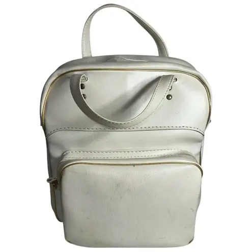 Wilson Vintage Retro White Leather Gold Trim Top Handle Tennis Golf Bag