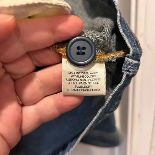 St Johns Bay Women's 1X Denim Blazer Chore Jacket Stretch Dark Wash Plus Size Blue