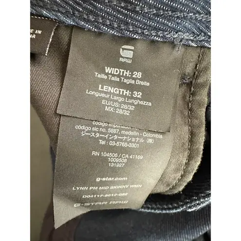 G-Star G Raw Jeans Women 28 x 32 Blue Dark Wash Denim Lynn Mid Skinny Cotton Blend