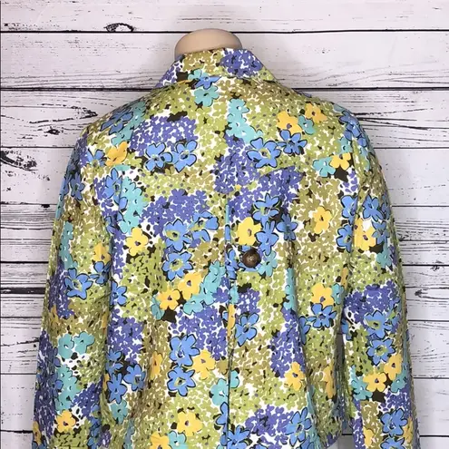 R.Q.T Signature Style NWT XL Cool Garden Floral Print Linen Blend Blazer Jacket
