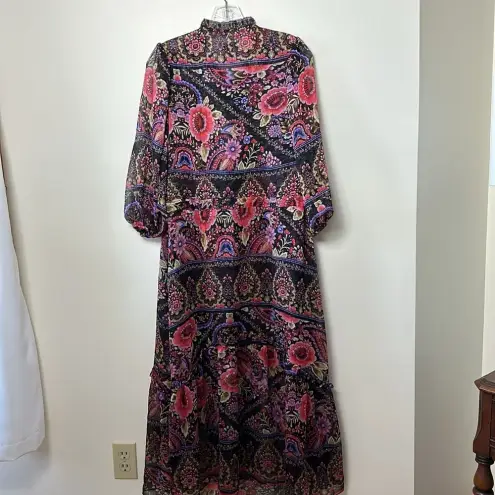 MISA Los Angeles MISA Womens Olivia Dress XS NEW Paisley Sheer Long Sleeve Event Ruffle Floral - Image 7