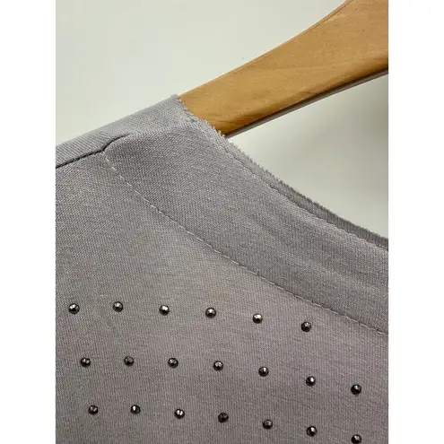 Vocal Open Front Sleeveless Cardigan Women M Lilac Purple Beaded Long Duster NWT