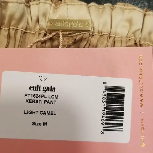 Cult Gaia ππ Kersti Pleated High Rise Satin Pants ~ Light Camel Medium M NWT