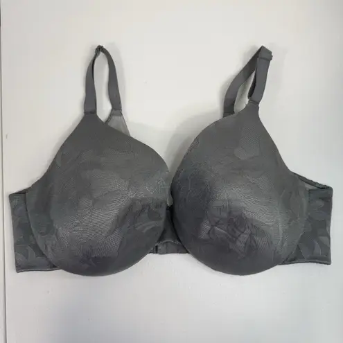 Cacique 40DD Invisible Lace Backsmoother Lightly Lined Full Coverage Bra Gray - Image 3