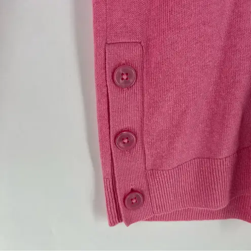 J. Crew Factory Linen Blend Button Tunic Sweater Pink V Neck Long Sleeve