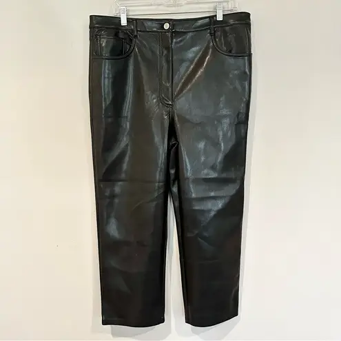 Wilfred Aritzia Melina Vegan Leather Cropped Pants Womens 16 Black High-Waisted