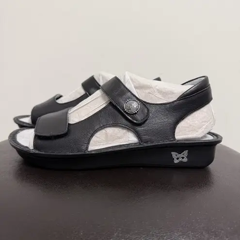 Alegria Black Ink Vallie Hook Loop Strap Platform Leather Sandals 9 39 New NIB