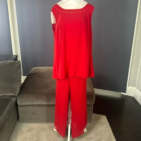 Women’s Red Chiffon 3 Piece Pants Suit Mother of the Bride Plus Size 20W NEW - Image 6