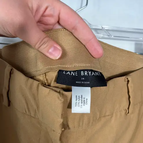 Lane Bryant Women’s Khaki Tan Stretch Elastic Waist Tapered Trouser Slacks 14