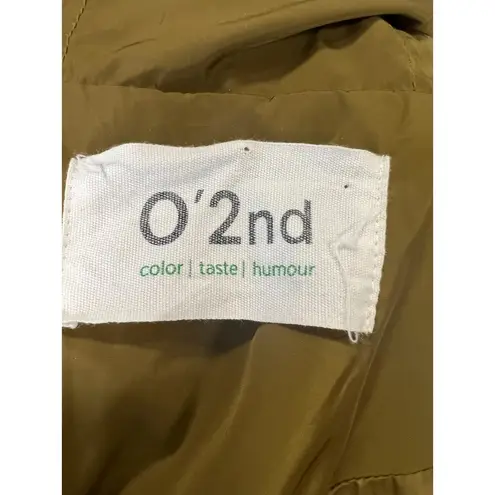 O'2nd L 10/12 Pleated Trench Jacket Coat Belted Hooded Flare Skirt Luxury Green Size L