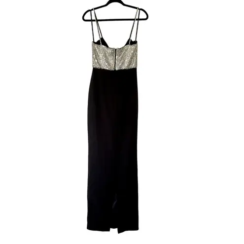 Retrofete Jazlyn Dress Sleeveless Crystal Embellished Gown Black Silver Size S