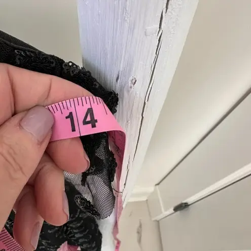 Rowa Emma Black Sequins Ruffle Top Mini Dress SZ S