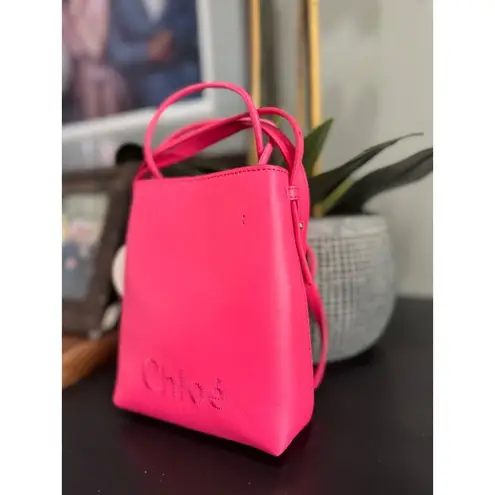 Chloé Chloe Sense Micro Tote Crossbody Bag Rosy Cherry Pink Womens Size OS