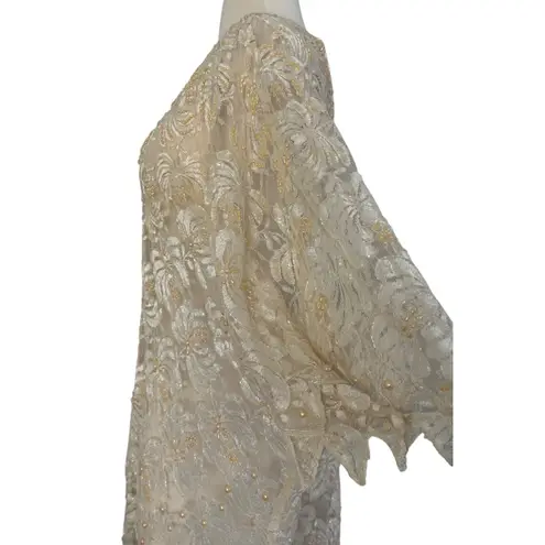 JAGSWEAR LOS ANGELES Vintage 100% Silk Shear Beaded Sequin 40s Flapper Dress 3XL Size 3X