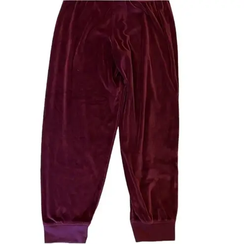 Honeydew Velour Dark Purple Joggers w/ Hot Pink Ribbon Drawstring Waist Large - Image 2