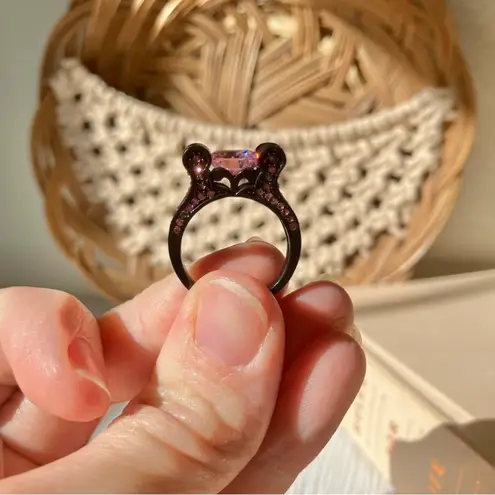 Pink & Black Glam Ring Vintage “Nevaeh” Sparkly Girly Feminine Statement Jewelry