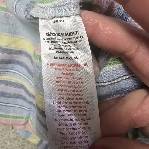 Damson Madder Women Sicily Cotton Linen Blend Stripe Rocket Cargo Trousers Sz 10