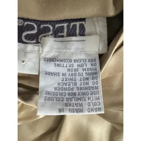 Vintage TESS 100% Silk Blouse with Matching Scarf Gold Beige Size 12