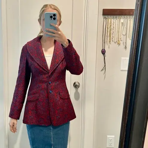 Unbranded Vintage Embroidered Blue Red Women’s Blazer Small Victorian Witchy