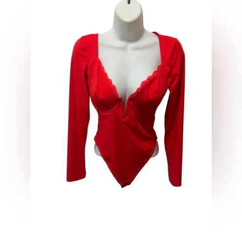 Popilush Shapewear Long Sleeve Lace Trim V