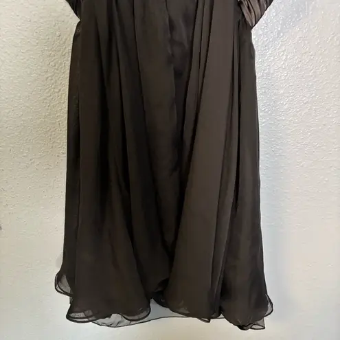 Mac Duggal Mac Duggal Black Beaded V Neck Chiffon Rose Hem Mini Formal Dress Size 4 Party