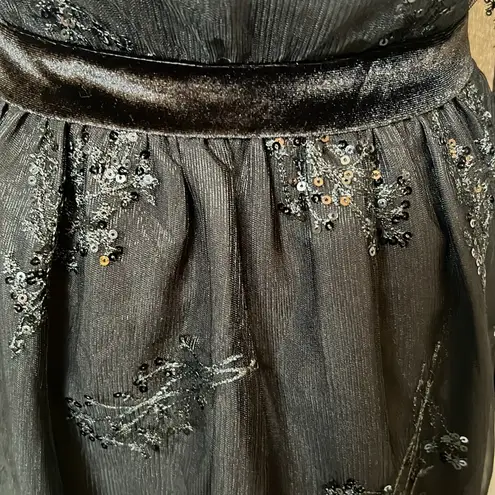 LICHI Whimsical Goth Formal Lace Beaded Long Sleeve Black Dress Size XS