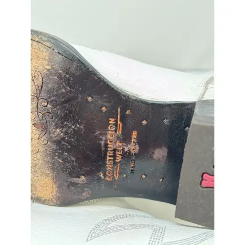 El Malcriado Womens Western Boots White Leather Embroidered Cowgirl Rodeo US 9