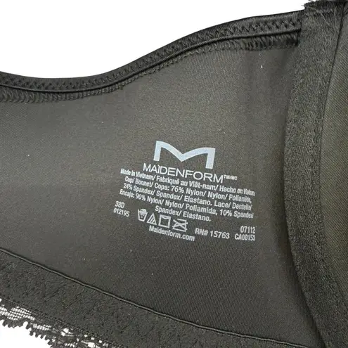 Maidenform One Fab Fit Lace T-Back Front Close Bra 7112 Black 38D