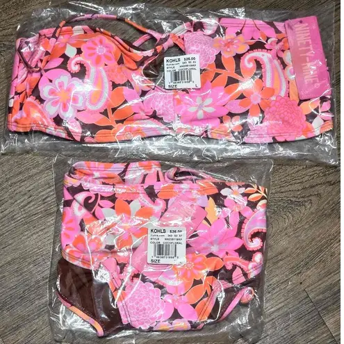 Ninety Nine Degrees Halter Cheeky Hipster Bikini Set Multi Coco Floral L/XXL NEW Pink Size undefined