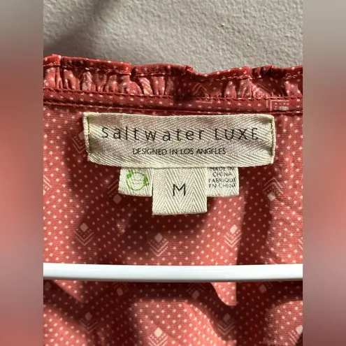 Saltwater Luxe LIKE NEW | Lena Peasant Mini Dress in Rose Dots Women’s Medium