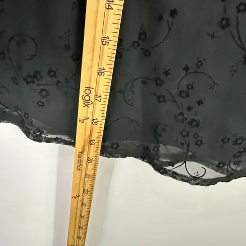 Fashion Bug Vtg Y2K Mini Skirt Large Black Mesh Lace Fairy Grunge Whimsigoth 90s