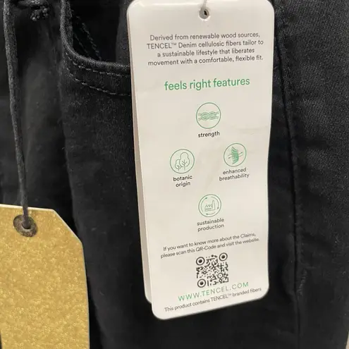 Vibram Vibrant Miu Womens 11/29 Jeans Black Stretch Front Slit Tencel 5-Pocket NWT