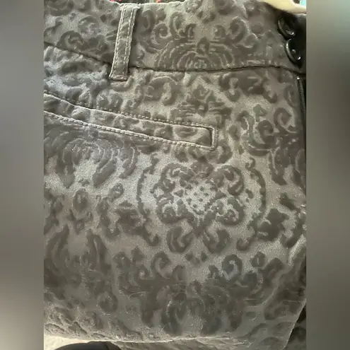 Anthropologie  Gray Damask Velvet "Flocked Charlie Trousers" Cartonnier