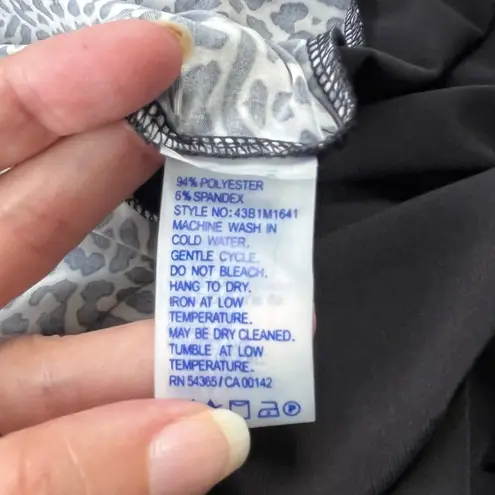 Peter Nygard Y2K Leopar Womens Top Sz XL Black Safari Career Stretchy Glam Tunic