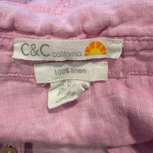 C&C California Women’s Pink Linen Blouse Size XL
