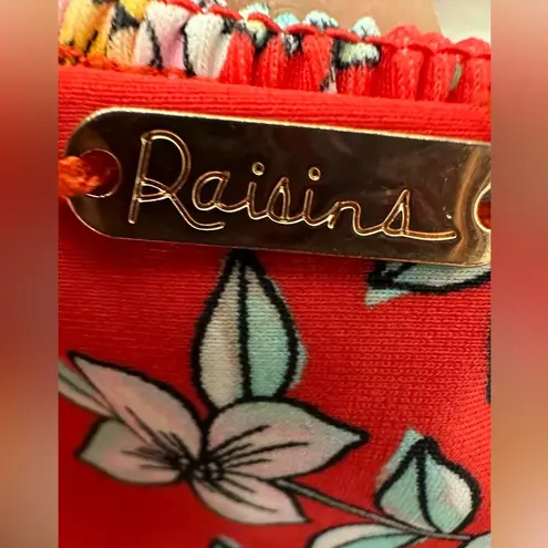 Raisin's Maya Bay Red and White Floral Miami Printed Halter Bikini Two Piece Set