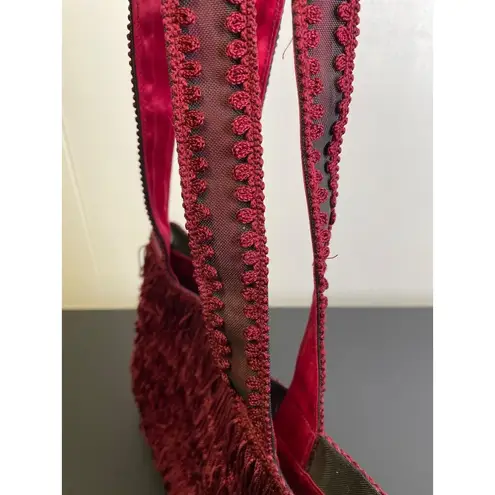 Lottie Dottie Women's Vintage Burgundy Fringe Purse, Handbag, Shoulder Bag