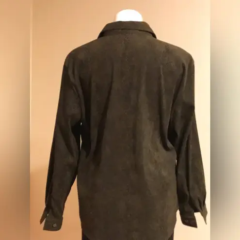 Erin London Vintage Green Snake Long Sleeve Button Down Collard Skin Print SZ XL