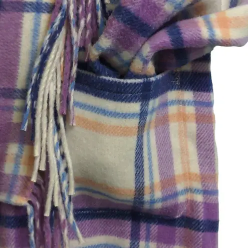 Xirena Womens Austyn Jacket Multicolor Purple Plaid Open Fringe Collar L New Size L