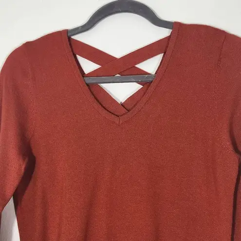 Love Ellie Orange Sweater with Criss Cross Back Size XS Rust Orange Fall Sweater