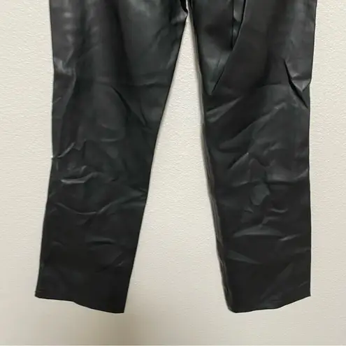 ZARA NWT  Black Faux Leather Straight Leg Pants