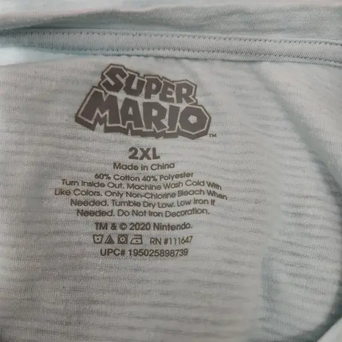 Nintendo Super Mario aqua striped graphic tee size 2x