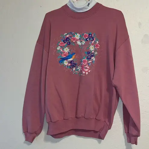 Vintage Blue  bird & flowers sweater sweatshirt