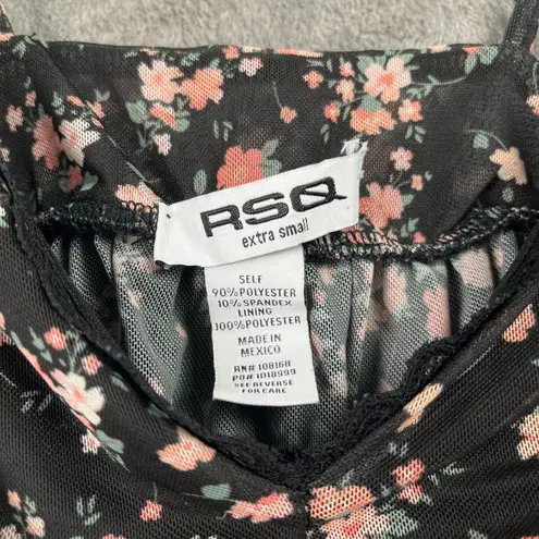 RSQ  Babydoll Top Women’s XS Black Floral Sheer Spaghetti Strap Y2K Fairy Grunge