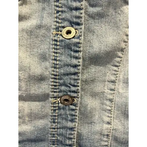 Maurice's  Tuxedo Distressed Blue‎ Denim Sleeveless Vest Size Medium Raw Hem