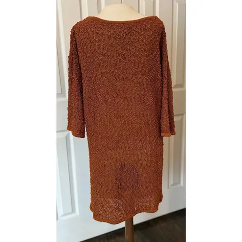 Soft Surroundings Sweater Women’s 1X Burnt Orange Chunky Open Knit Lagenlook