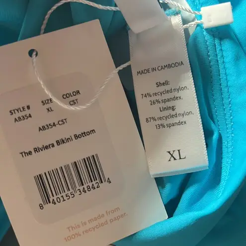ANDIE NWT Swim The Riviera Bikini Bottom Flat Belt Bright Blue Size XL NEW