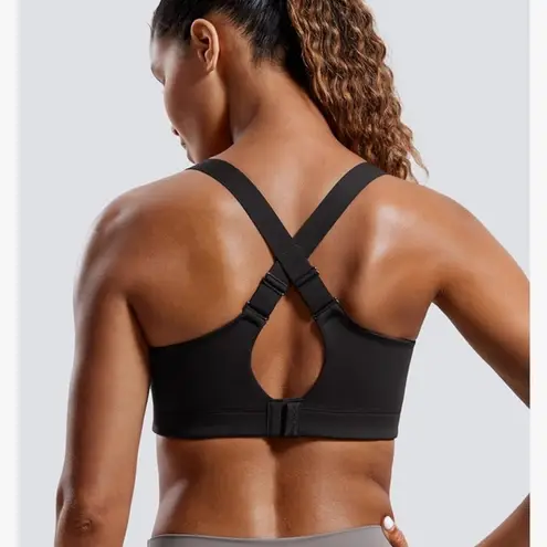 CRZ Yoga  Zip Front High Impact Sports Bra Molded Cup Wireless Workout Yoga Bra