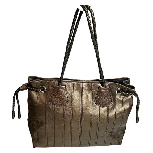 CELINE Authenticated Bronze Metallic Brown Leather Tote Shoulder Bag Carriage